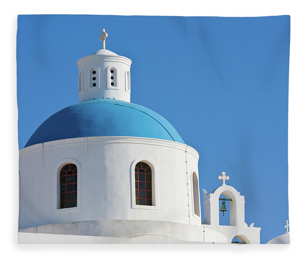 Curve Fleece Blanket featuring the photograph White Crosses On Blue Sky by Arturbo