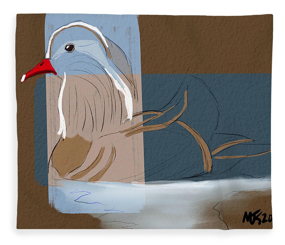 Birds Fleece Blanket featuring the digital art White Mandarin by Michael Kallstrom