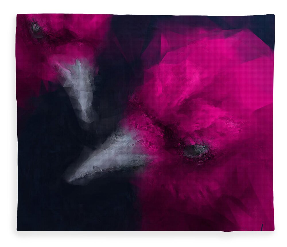 Bird Fleece Blanket featuring the painting WHITE Ravens by Vart Studio