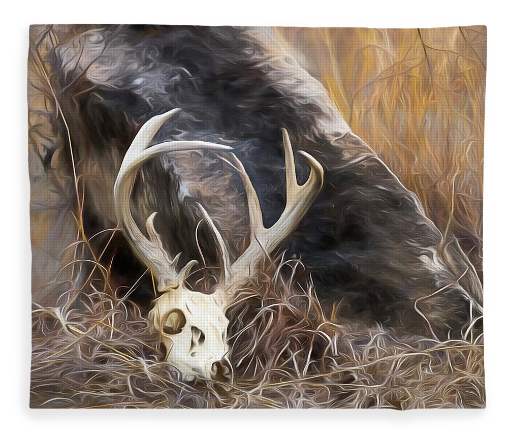 Kansas Fleece Blanket featuring the photograph White-tail Deer 008 by Rob Graham