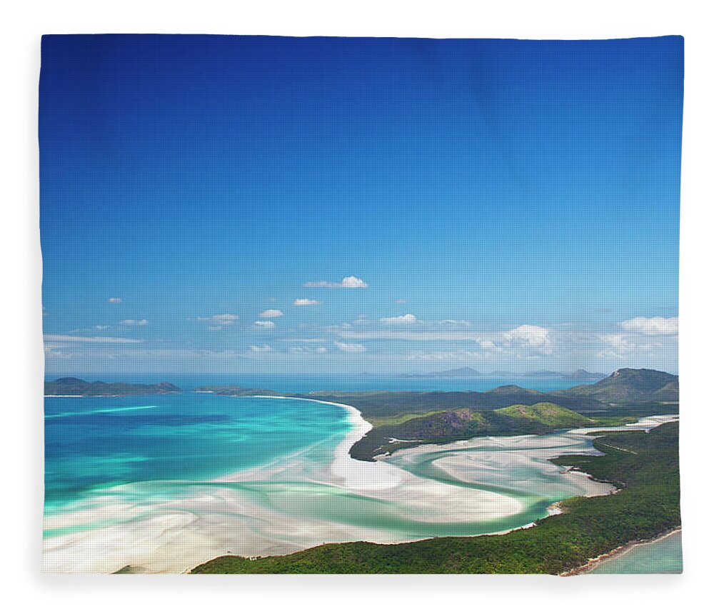 Scenics Fleece Blanket featuring the photograph Whitehaven Beach And Hill Inlet by Aaron Foster