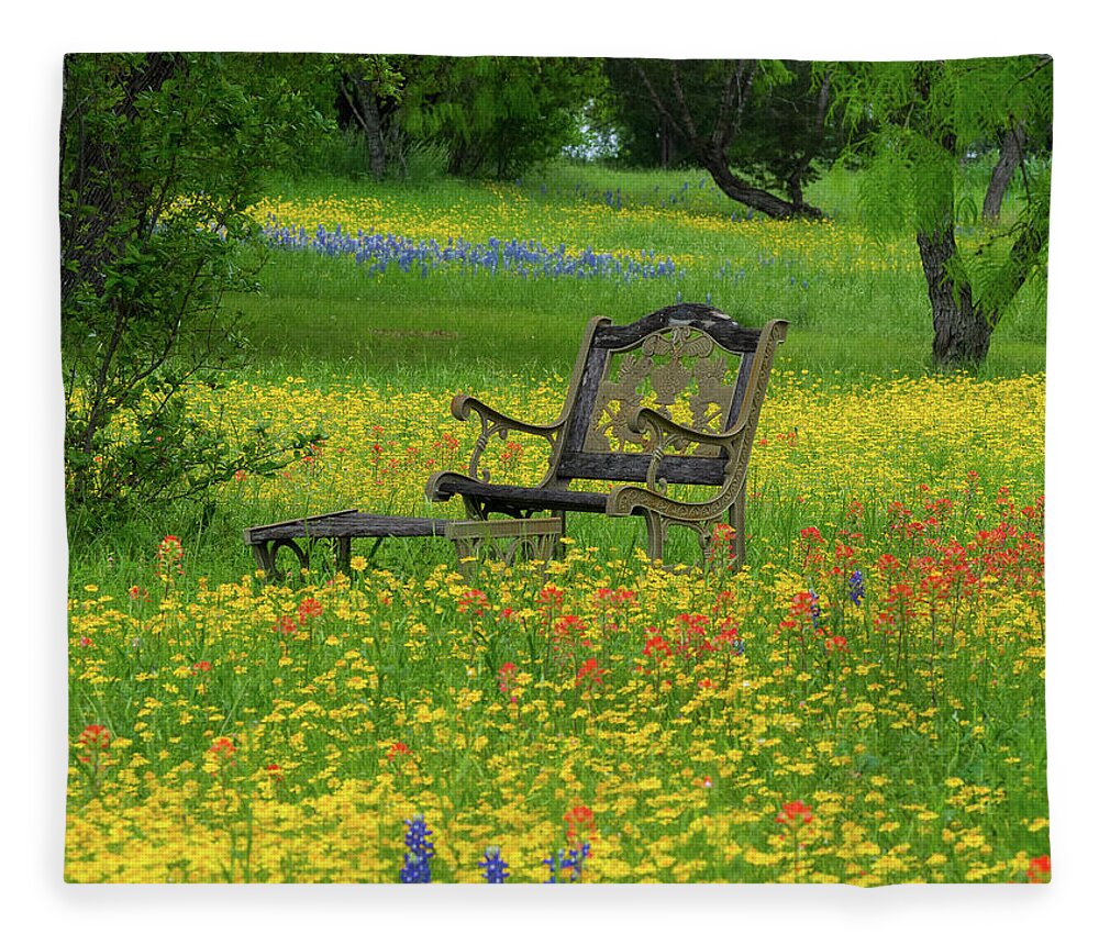 Texas Wildflowers Fleece Blanket featuring the photograph Wildflower Retreat by Johnny Boyd