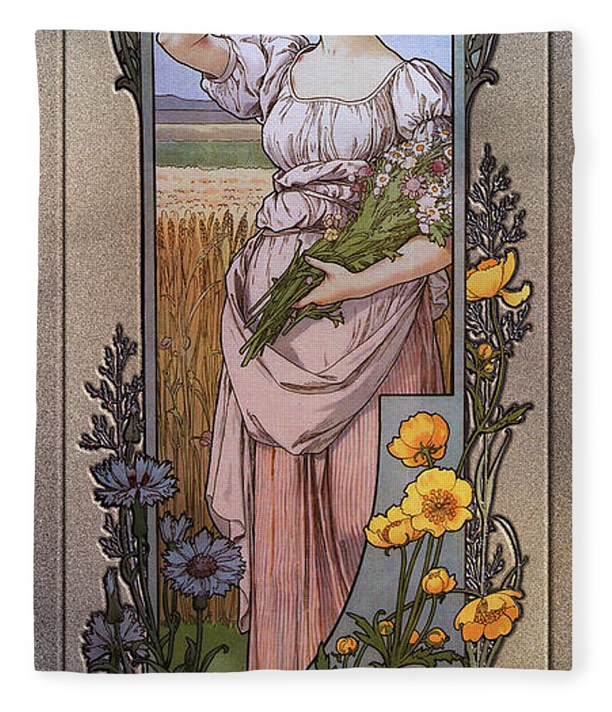 Wildflowers Fleece Blanket featuring the painting Wildflowers by Elisabeth Sonrel by Rolando Burbon