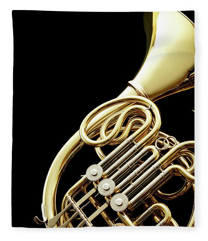 French Horn Fleece Blanket featuring the photograph Wind Instrument by Yuji Kotani