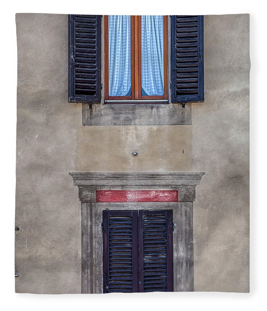 Window Fleece Blanket featuring the photograph Windows of Montalcino by David Letts