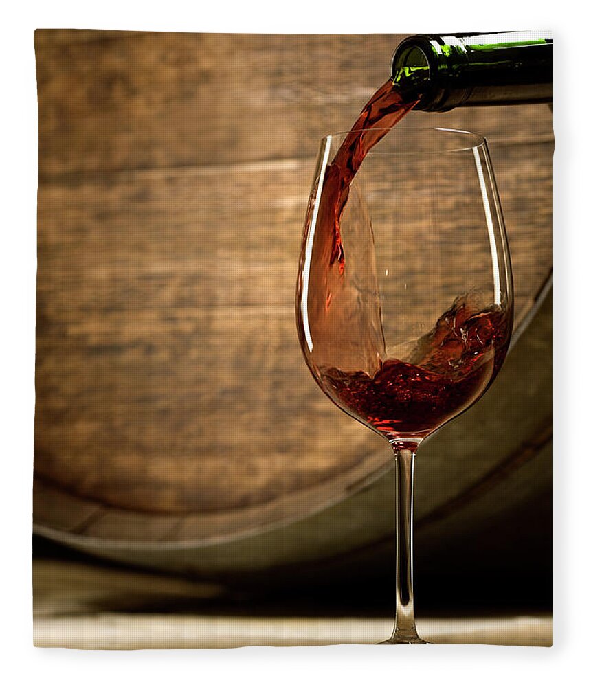 Alcohol Fleece Blanket featuring the photograph Wine Pour In Cellar by Markswallow