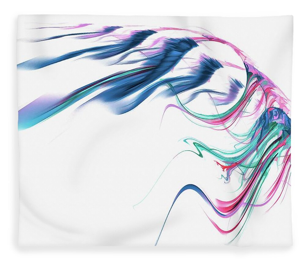 Blue Fleece Blanket featuring the digital art Wing of Beauty Art Abstract Blue by Don Northup