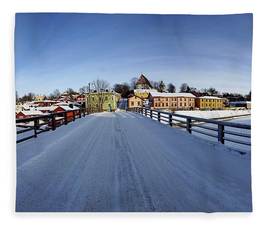 Winter Panorama Of Porvoo Finland Fleece Blanket by Mariusz Kluzniak -  Photos.com