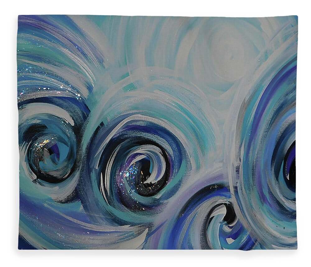 Abstract Fleece Blanket featuring the painting Winter Winds by Karen Mesaros