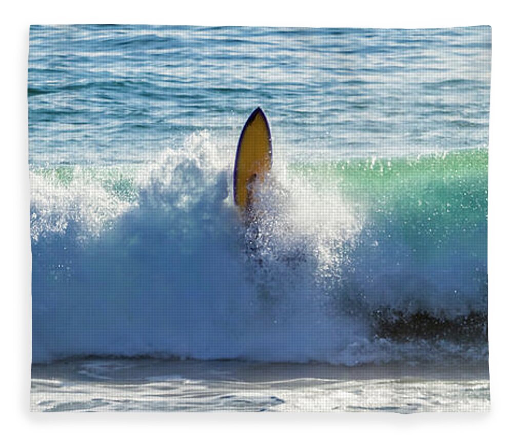 Surf Wipeout Fleece Blanket featuring the photograph Wipeout Wave by Chris Spencer