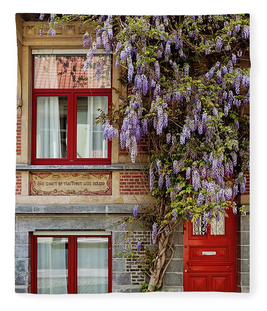Ghent Fleece Blanket featuring the photograph Wisteria in Ghent by Melanie Alexandra Price