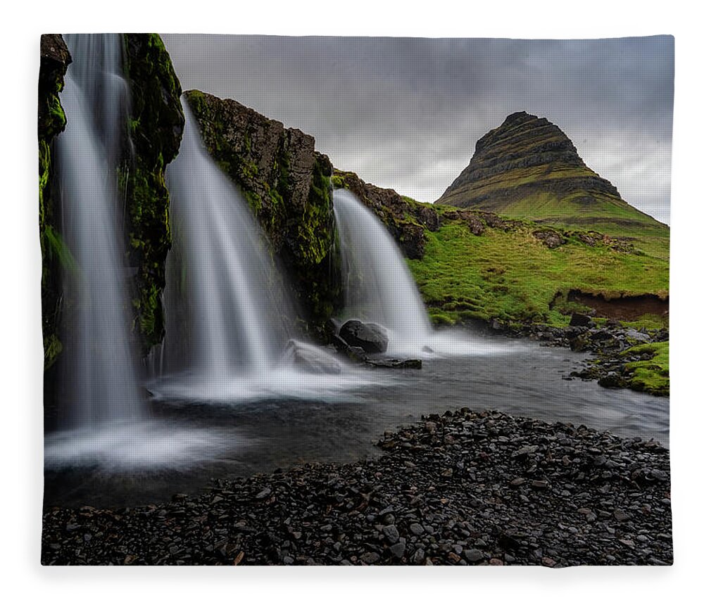 Iceland Fleece Blanket featuring the photograph Witches Hat Falls II by Tom Singleton