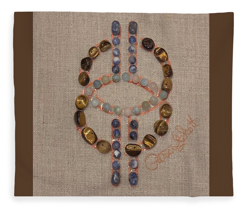 Adinkra Fleece Blanket featuring the mixed media With Time by Patrice Scott