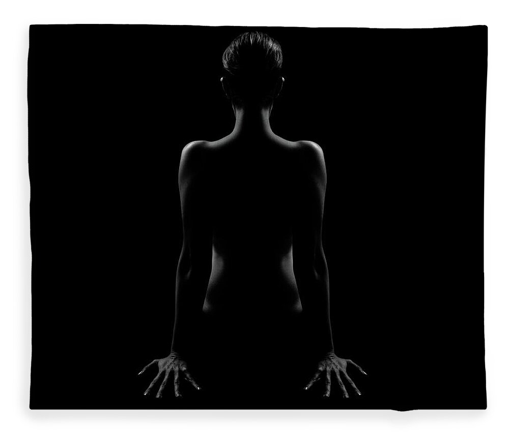 People Fleece Blanket featuring the photograph Woman Naked From Behind by Www.scribart.de - Martin Scriba - Photographer