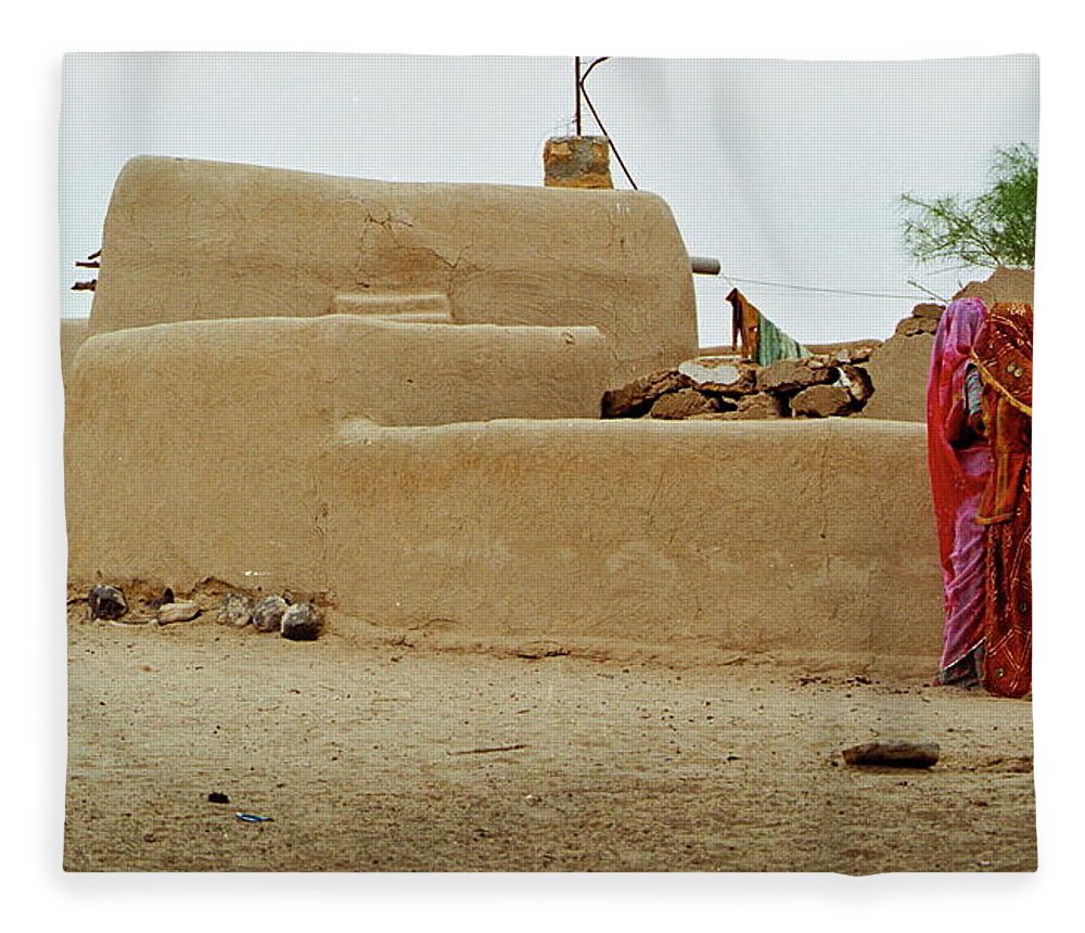 Jaisalmer Fleece Blanket featuring the photograph Women Gossiping, Rajasthan by Chandan Dubey