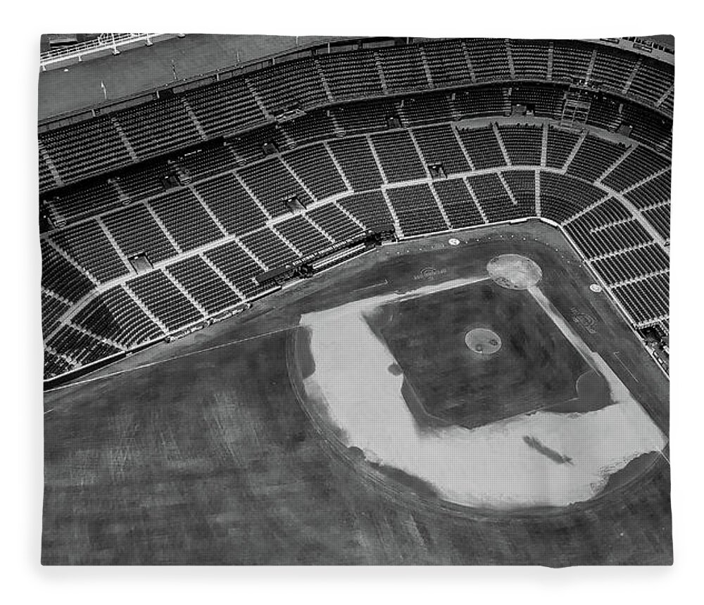 Chicago Fleece Blanket featuring the photograph Wrigley Field Black and White by Bobby K