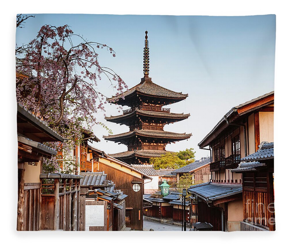 Japan Fleece Blanket featuring the photograph Yasaka pagoda in spring, Kyoto, Japan by Matteo Colombo