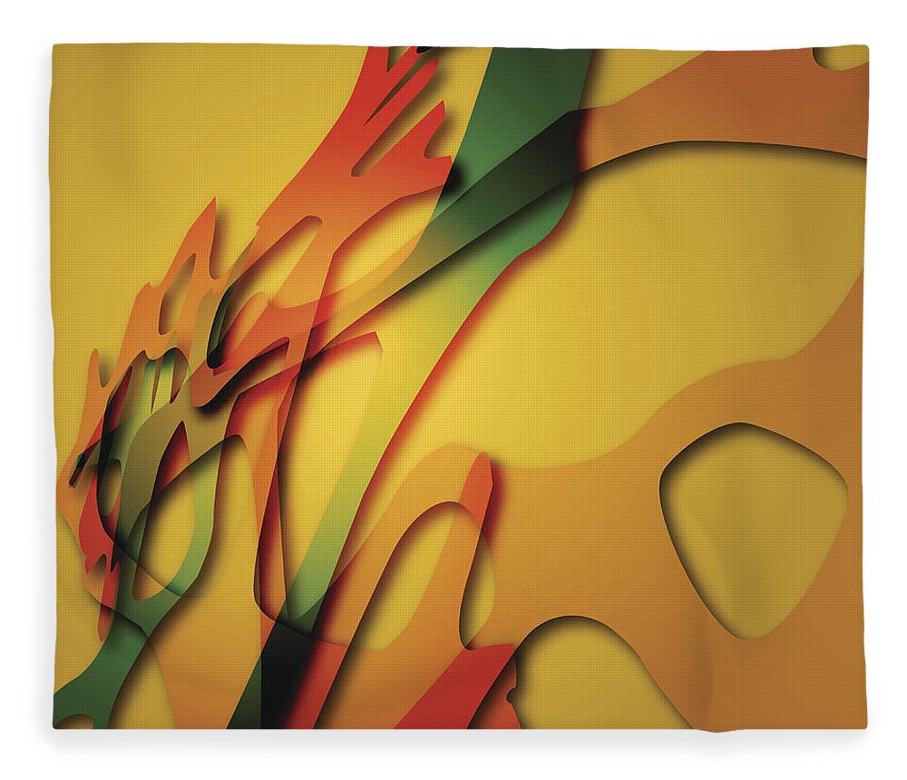 Curve Fleece Blanket featuring the digital art Yellow Abstract Shape Background by Naqiewei