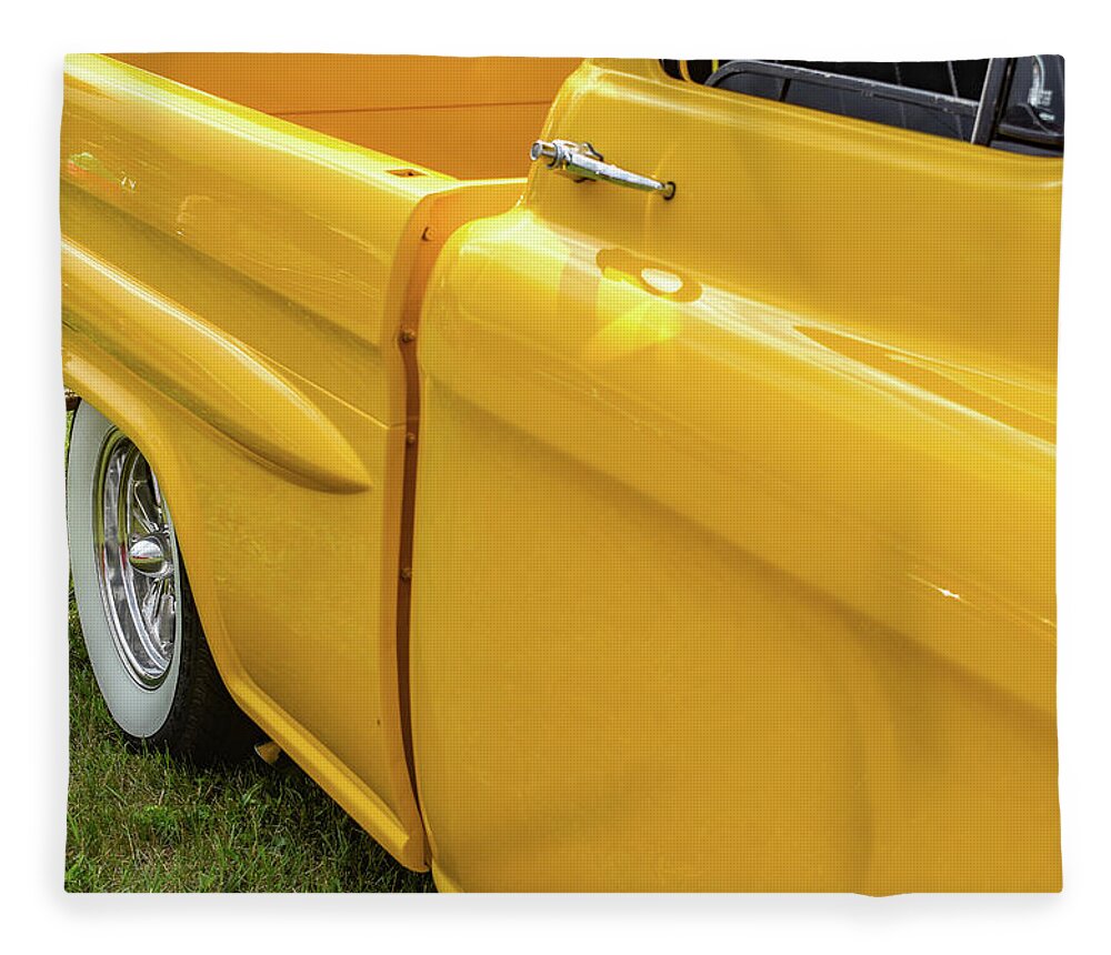 Yellow Fleece Blanket featuring the photograph Yellow Chevy by Michelle Wittensoldner