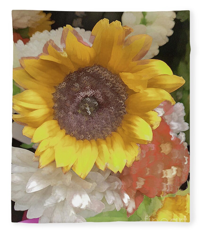 Abstract Fleece Blanket featuring the photograph Yellow flower pastel by Phillip Rubino