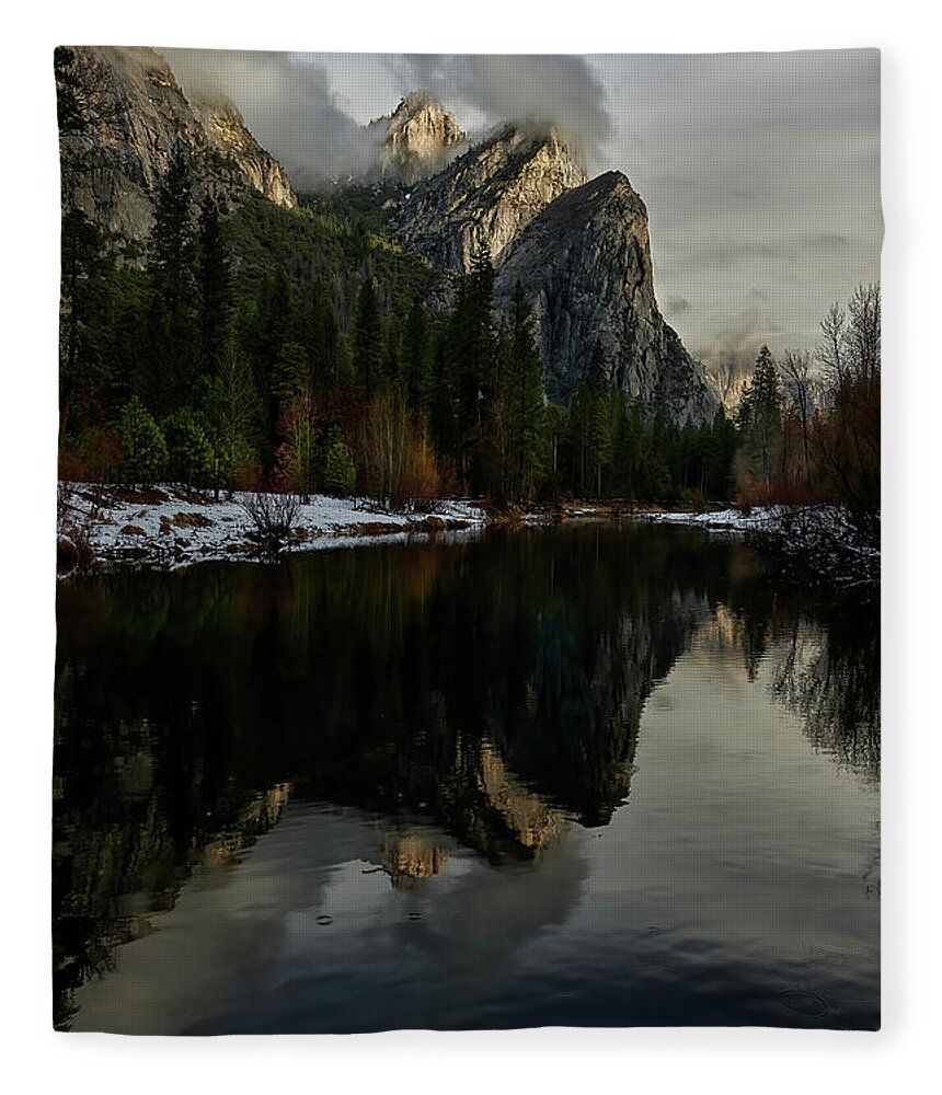 Yosemite Fleece Blanket featuring the photograph Yosemite Brothers in the Distance by Jon Glaser