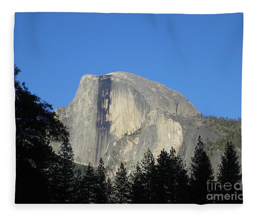 Yosemite Fleece Blanket featuring the photograph Yosemite National Park Half Dome Rock Close Up View on A Clear Day by John Shiron