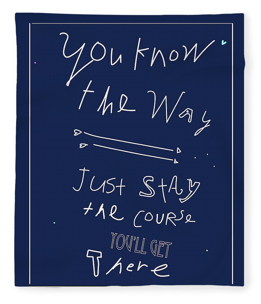 Navy Fleece Blanket featuring the drawing You Know The Way by Ashley Rice