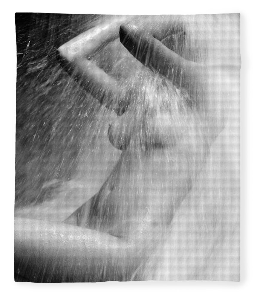 Shower Fleece Blanket featuring the photograph Young Woman In The Shower by Juan Silva