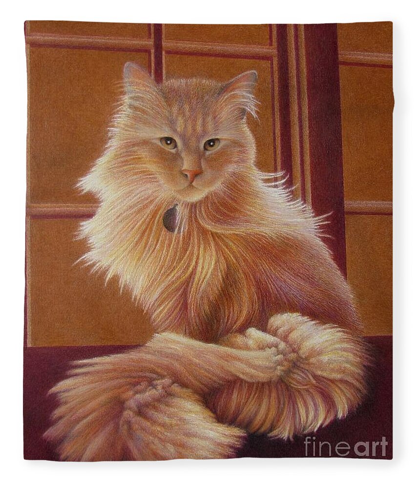 Color Pencil Fleece Blanket featuring the drawing Your Majesty by Pamela Clements