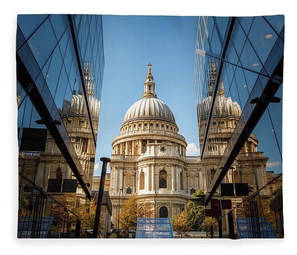 St Paul's Fleece Blanket featuring the photograph A Reflection on St' Pauls' #1 by Rick Deacon