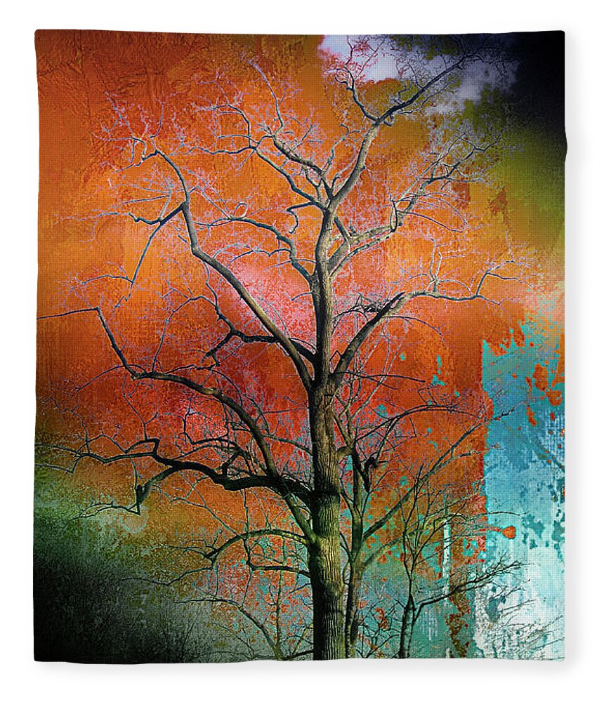 Trees Fleece Blanket featuring the photograph Against An Autumn Sky #1 by Rene Crystal