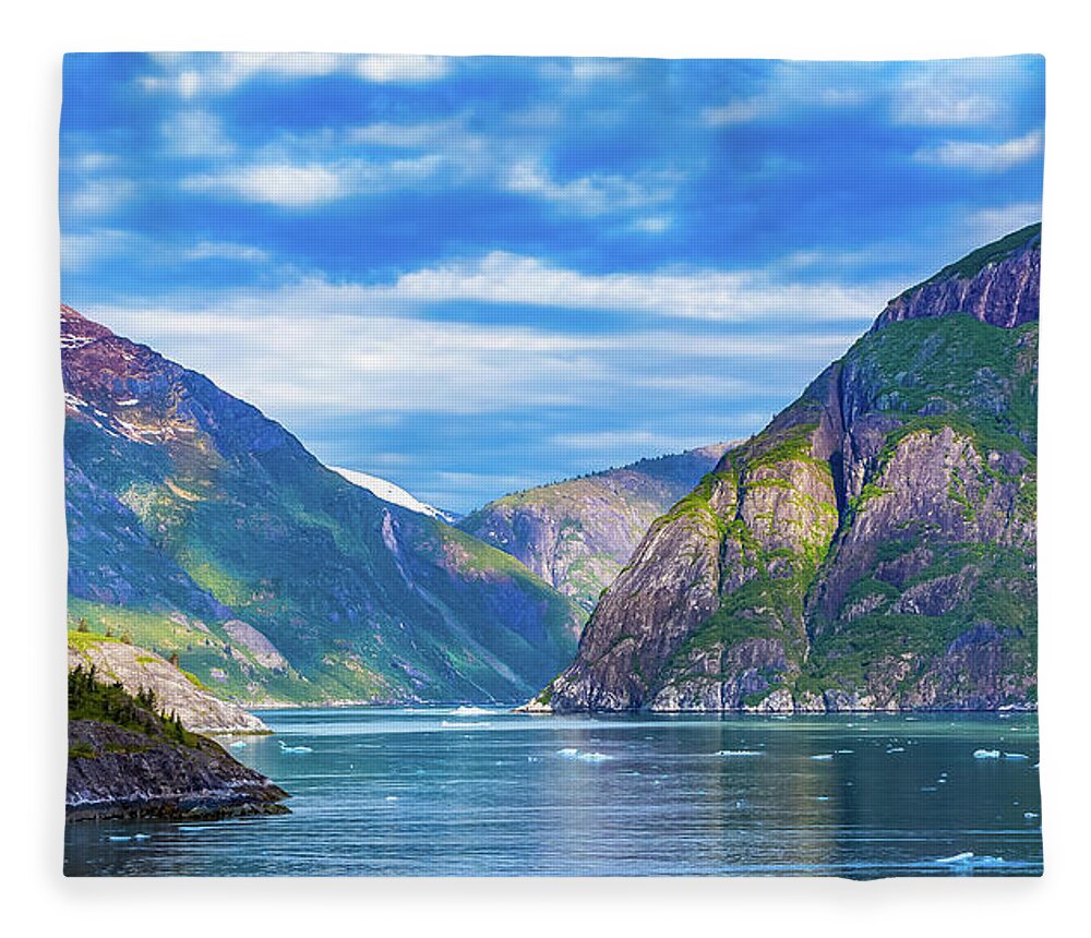 Alaska Fleece Blanket featuring the digital art Alaska Inside Passage by SnapHappy Photos