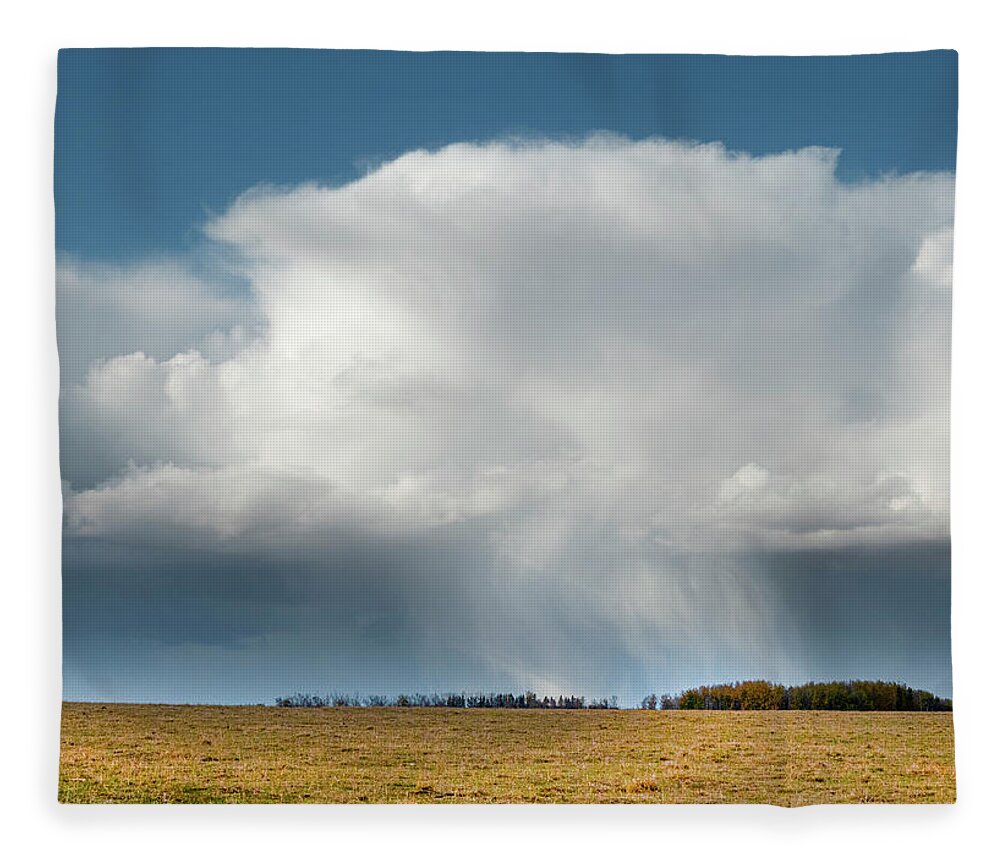 Storm Fleece Blanket featuring the photograph Alberta prairie storm by Karen Rispin