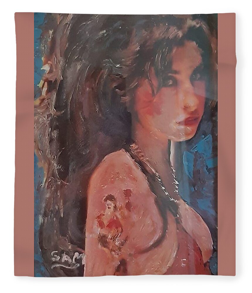 Amy Fleece Blanket featuring the painting Amy #2 by Sam Shaker