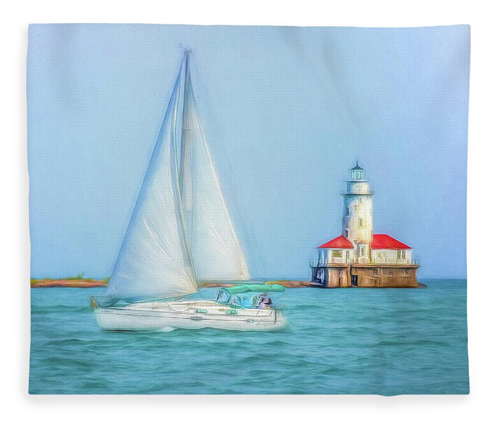 Sail Boats Fleece Blanket featuring the photograph Passing The Lighthouse by Kevin Lane