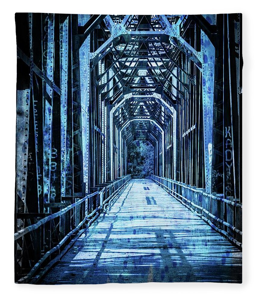 Historic Fleece Blanket featuring the photograph Bridge in Blue by Pam Rendall