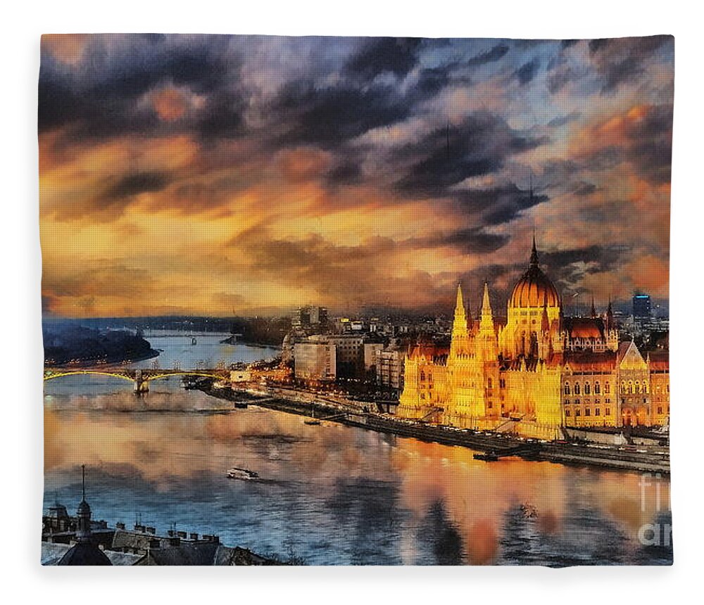 Budapest Fleece Blanket featuring the digital art Budapest, Hungary #1 by Jerzy Czyz