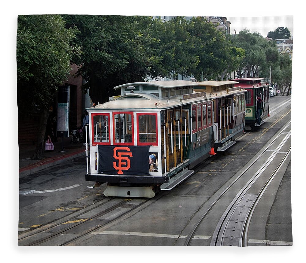 Hyde/powell Line Fleece Blanket featuring the photograph Cable Car #1 by Robert Dann