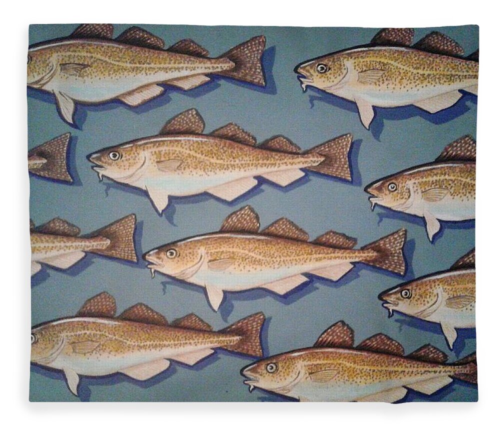 Cape Cod Fleece Blanket featuring the painting Cape Cod Cod Fish by James RODERICK
