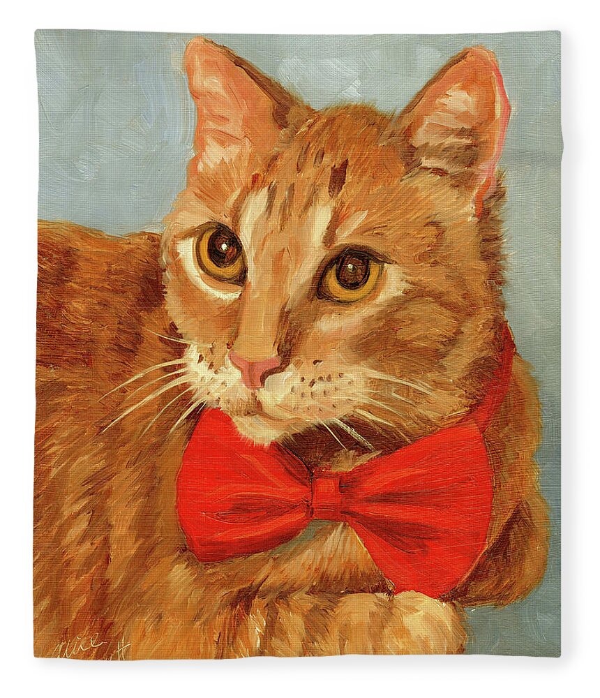 Cat Fleece Blanket featuring the painting Cheetoh #1 by Alice Leggett