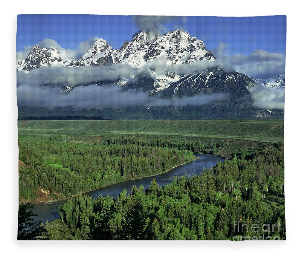 Dave Welling Fleece Blanket featuring the photograph Clearing Storm Snake River Overlook Grand Tetons Np by Dave Welling