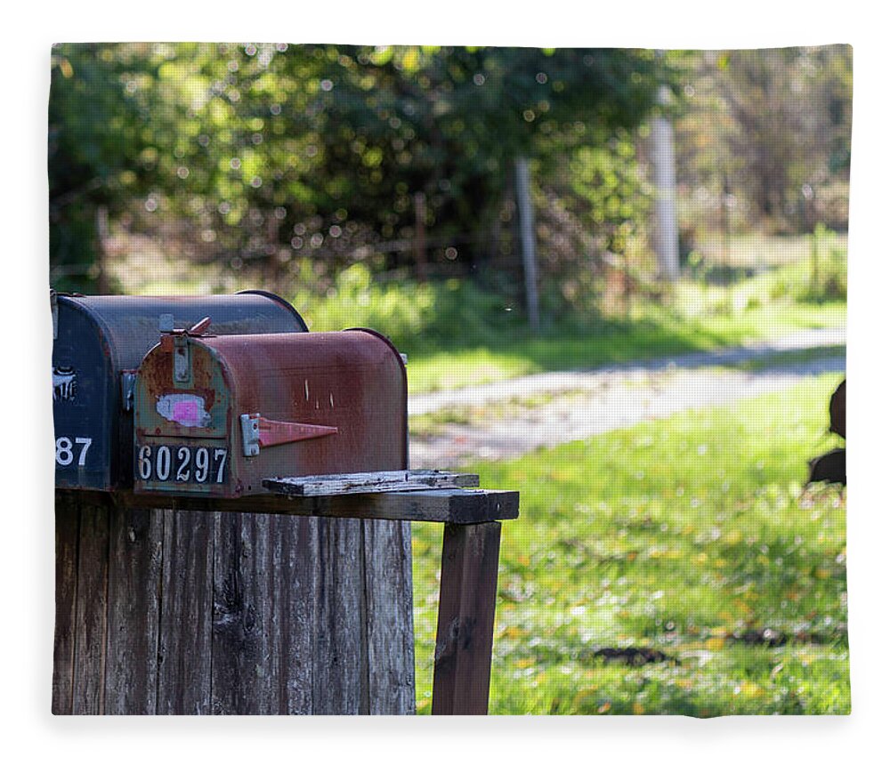 Mailboxes Fleece Blanket featuring the photograph Country Roads #1 by Cathy Anderson