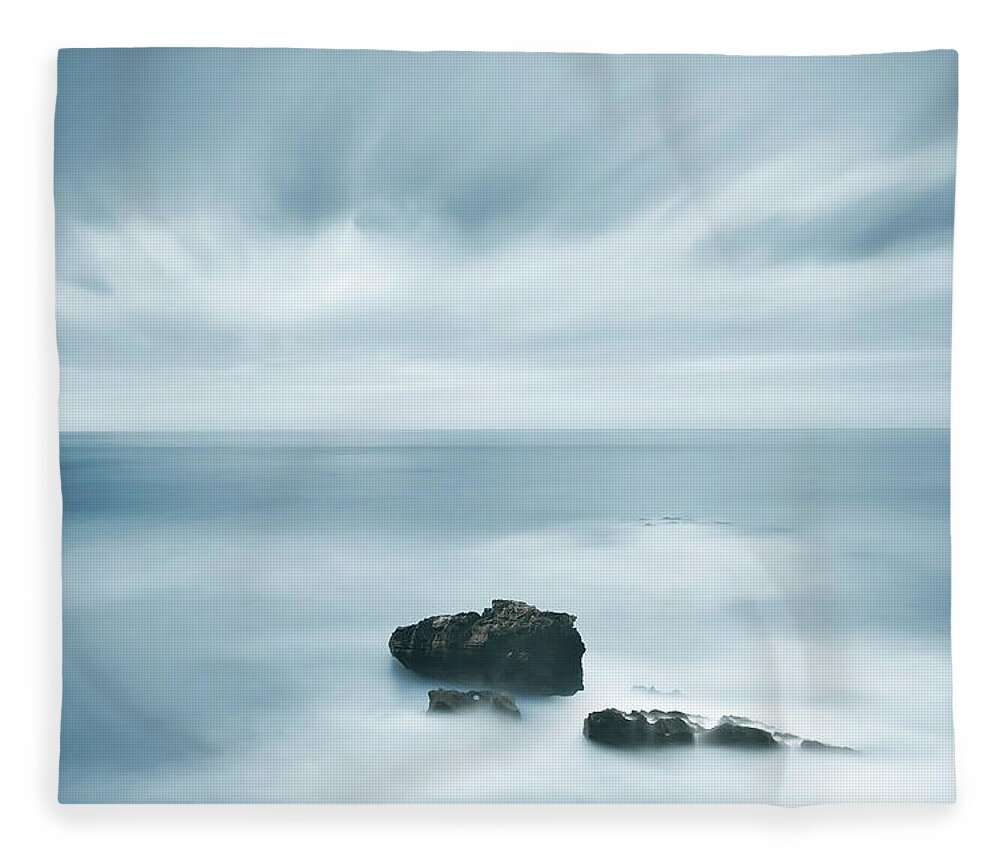 Background Fleece Blanket featuring the photograph Dark Rocks and Bad Weather II by Stefano Orazzini