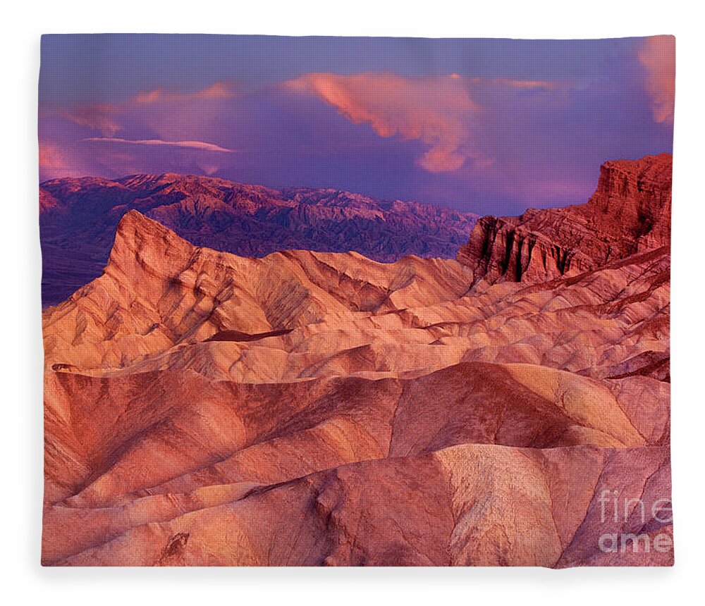 Dave Welling Fleece Blanket featuring the photograph Dawn Zabriski Point Death Valley National Park California by Dave Welling