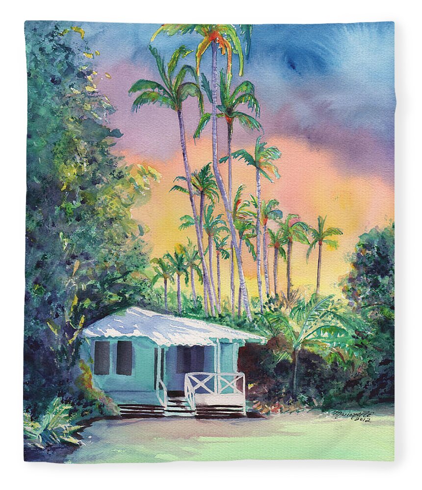 Kauai Fleece Blanket featuring the painting Dreams of Kauai #1 by Marionette Taboniar