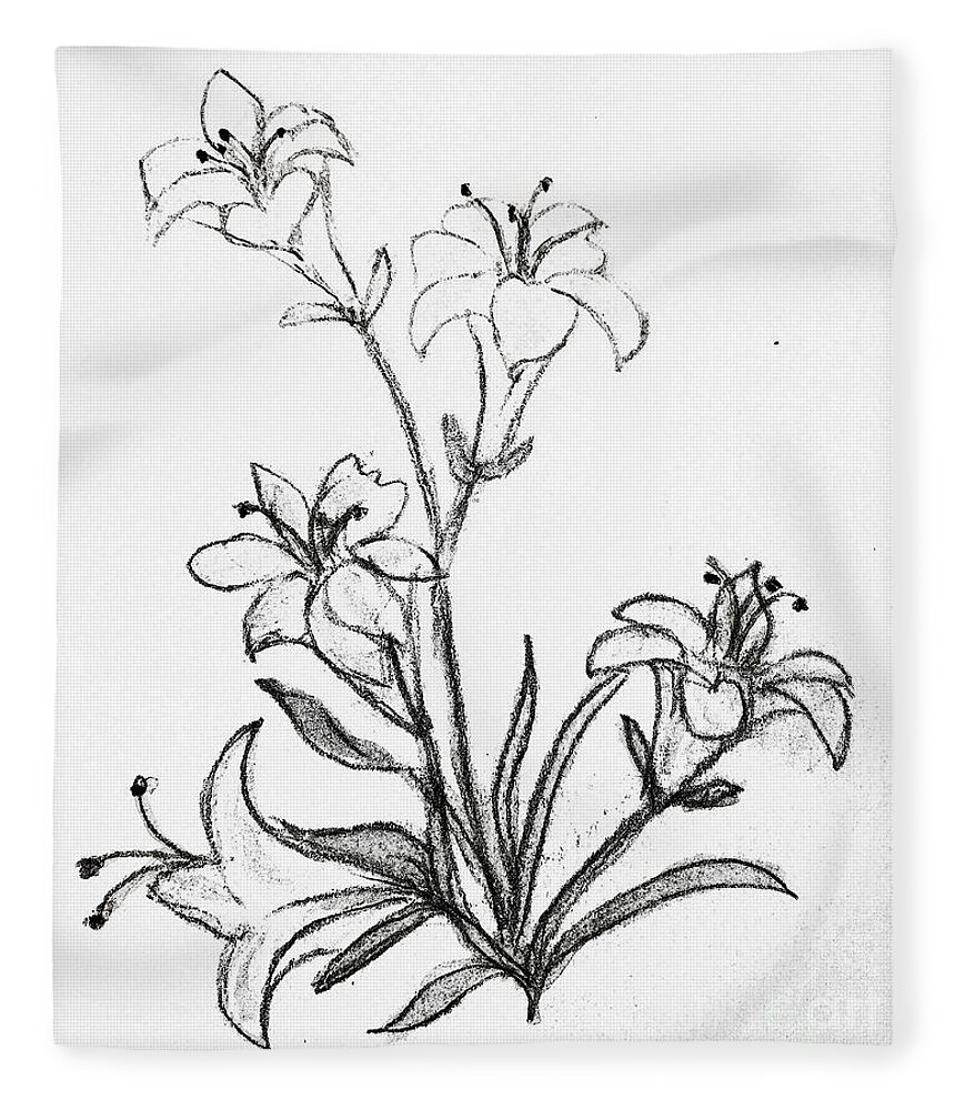 Lily Spring Flower Fleece Blanket featuring the painting Easter lily #1 by Margaret Welsh Willowsilk
