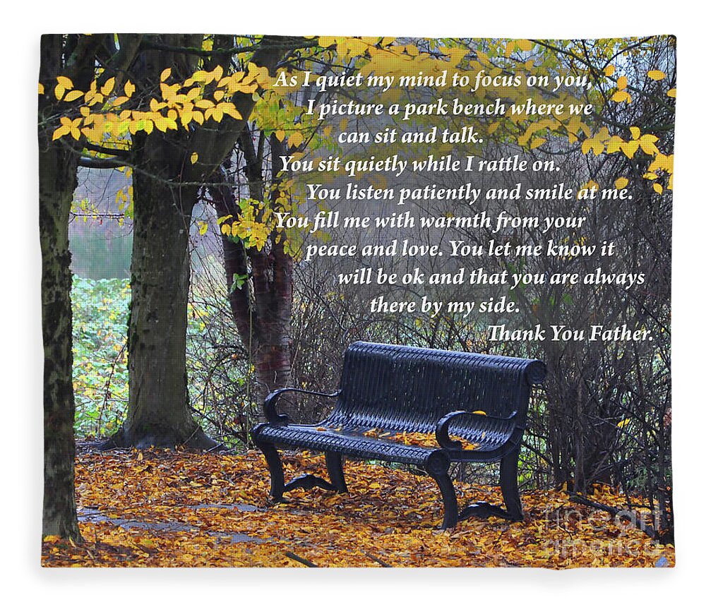 Park-bench Fleece Blanket featuring the digital art Fall Bench by Kirt Tisdale