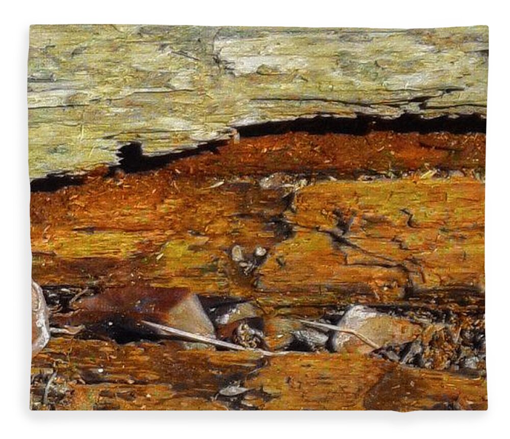 Tree Fleece Blanket featuring the mixed media Fallen Tree by Christopher Reed