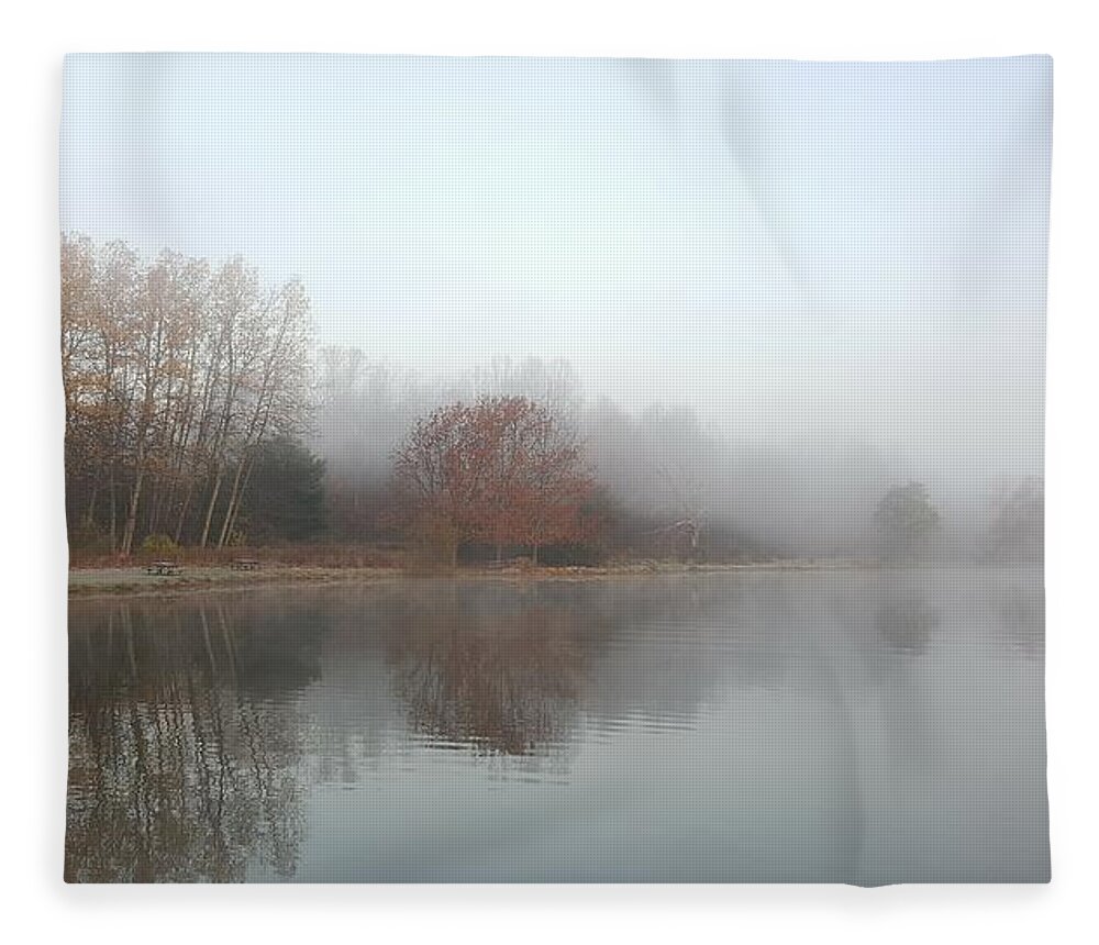 Fall Fleece Blanket featuring the photograph Foggy Morn at Silvercreek by Vincent Matheney