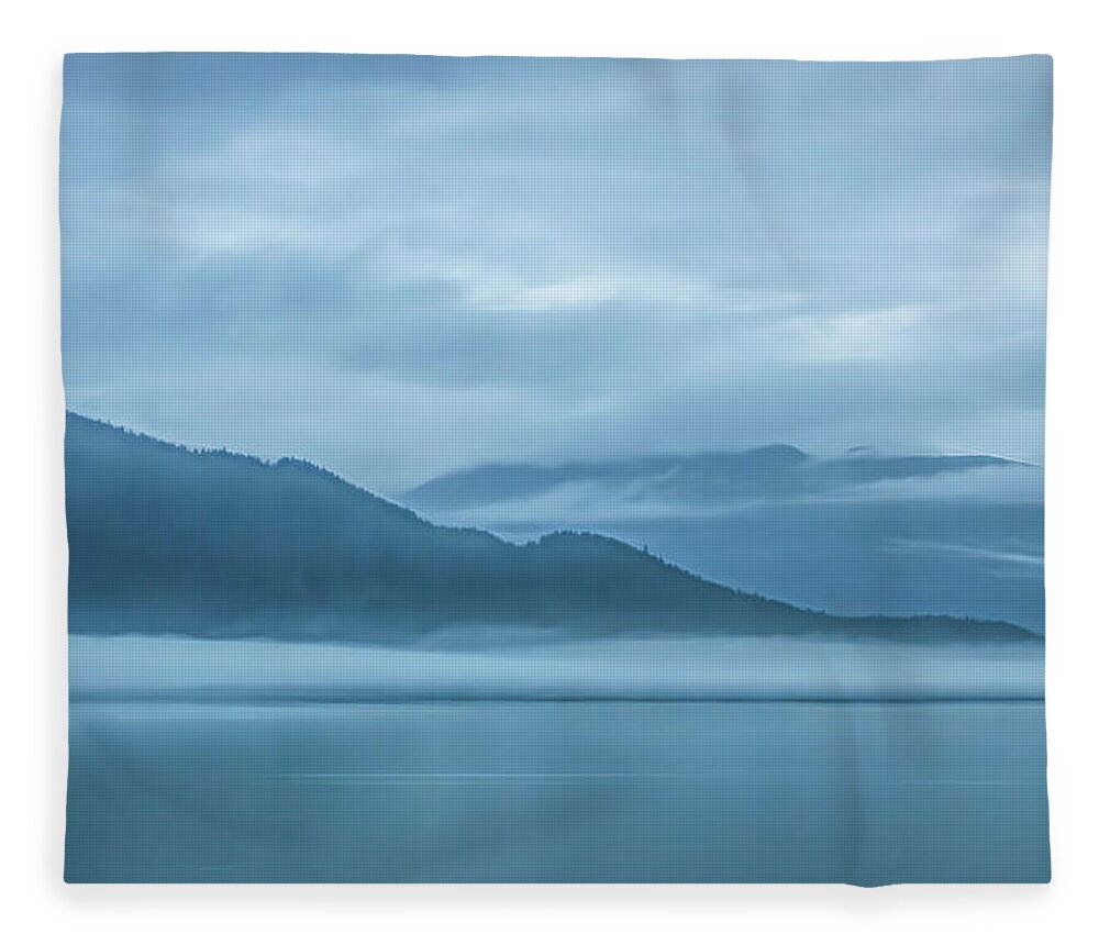 Alaska Fleece Blanket featuring the photograph Foggy Morning in Juneau by Marcy Wielfaert